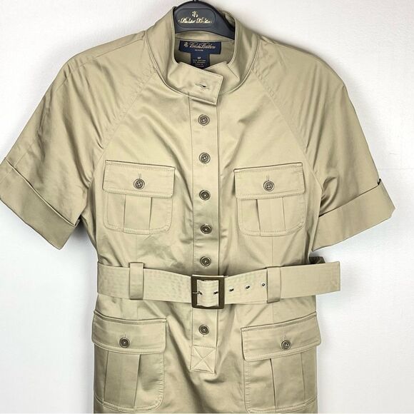 Brooks Brothers Belted Khaki Safari Shirt Dress NWOT 6 Petite - Picture 3 of 4